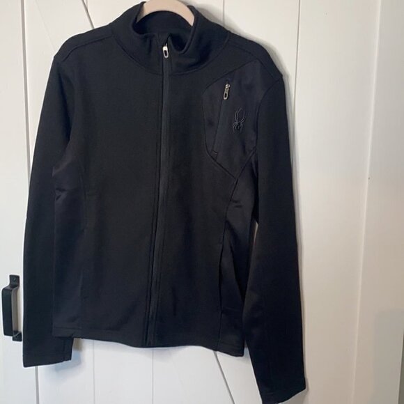 Spyder Jacket Full Zip Up All Black Sz Small NWT - Picture 2 of 6